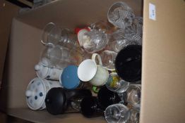 Mixed Lot: Assorted glass ware, cafetiere, cups, storage jars etc