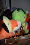 Box of assorted soft toys