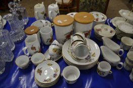 Large quantity of Royal Worcester Evesham pattern tea and table wares plus further storage jars