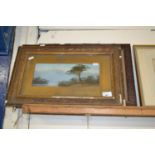 Mixed Lot: Late 19th Century school study of a loch side scene, oil on board together with a