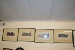 Group of four coloured prints of various locomotives