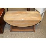 Sanded elm drop leaf coffee table, possibly Ercol