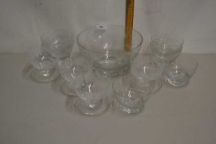 Collection of various clear glass bowls and sundae dishes