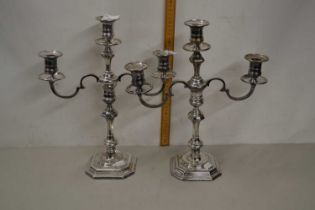 Pair of silver plated candelabra