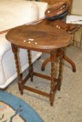 Early 20th Century oak occasional table with oval top and barley twist legs