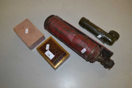 Mixed Lot: Vintage wall mounted fire extinguisher and other assorted items