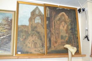 Two large 19th Century watercolour studies of architectural ruins