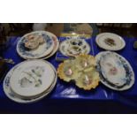 Mixed Lot: Various transfer printed meat plates, hors d'oeuvres dish and other assorted items