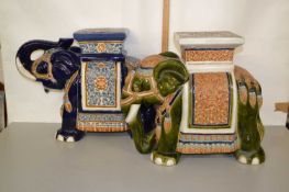Two 20th Century ceramic elephant shaped jardiniere stands