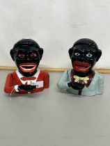 Pair of cast iron novelty money boxes