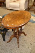 Victorian walnut veneered oval topped occasional table