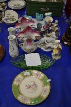 Mixed Lot: Ceramics and glass wares to include a Rosenthal model of stag hunting, pair of