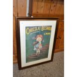 A reproduction French Chocolate Besnier advertising picture, framed