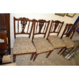 Set of four late Victorian dining chairs with floral upholstered seats