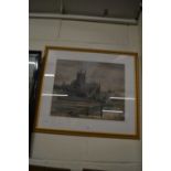 Henry V Lanchester, study of a cathedral, watercolour, framed and glazed