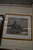 Henry V Lanchester, study of a cathedral, watercolour, framed and glazed
