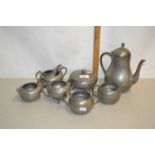 Quantity of pewter tea wares