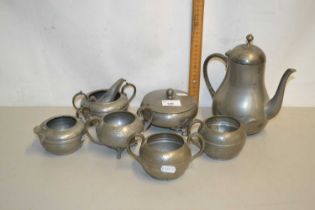 Quantity of pewter tea wares