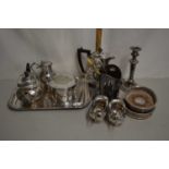 Mixed Lot: Various silver plated wares to include tea wares, syphon stand, bottle stands etc