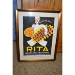 Reproduction French Rita advertising print, framed