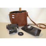 Omega field binoculars 7 x 50 in leather case together with two camera lenses Itorex F80-200M and