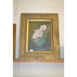 20th Century school study of a vase of flowers, oil on board, framed