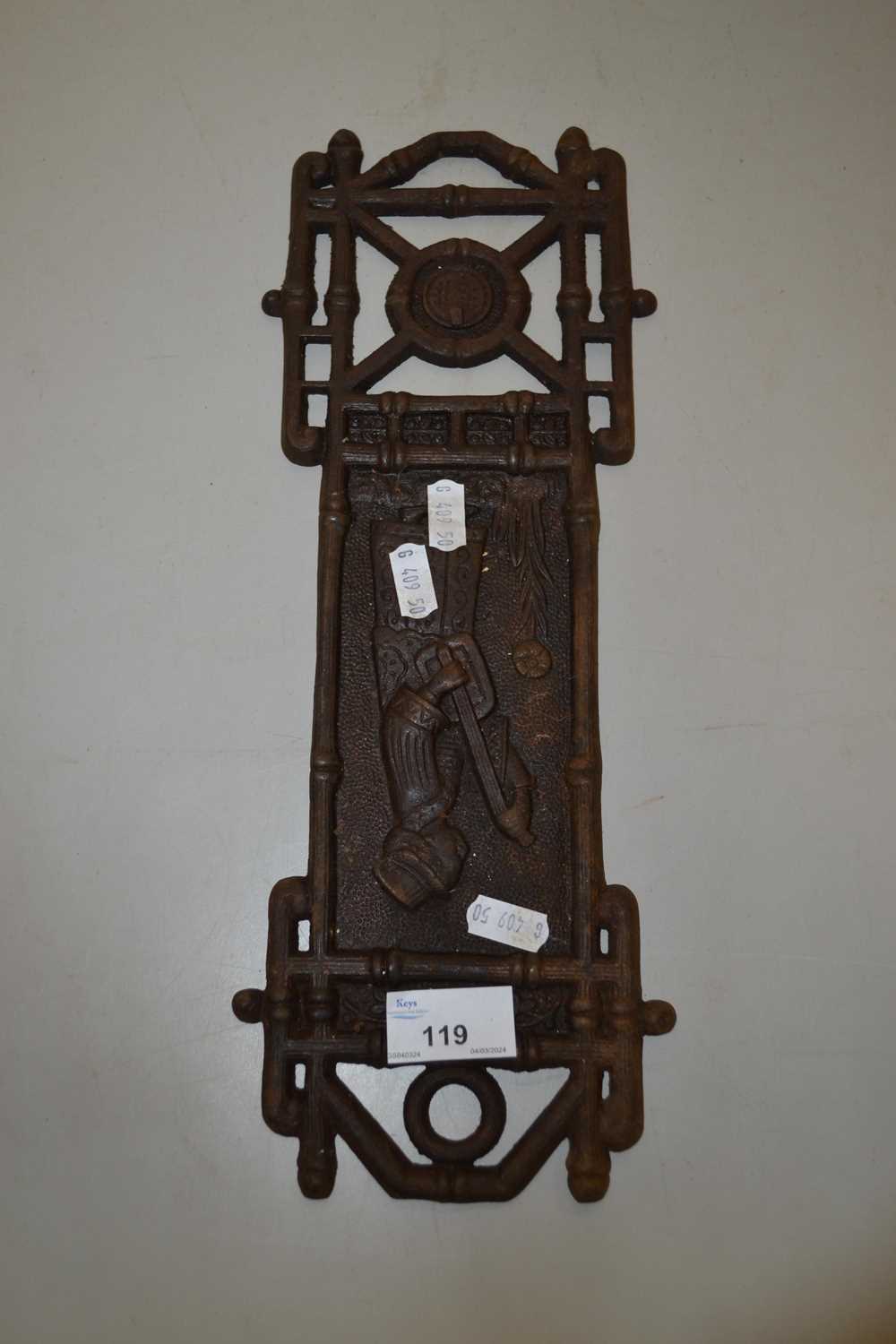 19th Century aesthetic style cast iron wall plaque decorated with an Oriental figure