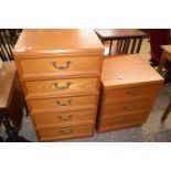 A G-Plan narrow five drawer chest and matching three drawer chest (2)