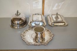 Mixed Lot: Silver plated entree dishes, meat cover and other items