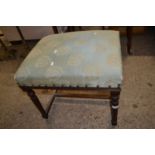 Victorian mahogany framed footstool with H formed stretcher