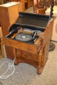 Victorian walnut Davenport desk converted to a stereo