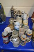 Collection of various German and other beer steins