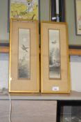 Two small Japanese studies of ducks and geese, framed and glazed