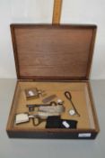 Box of various mixed items to include assorted pocket knives, small hip flask etc