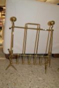 An Arts & Crafts brass folding fire guard for restoration, unsigned