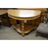 20th Century pine demi lune hall table