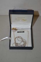 A silver and 9ct bonded gold heart pendant on chain plus a further small necklace