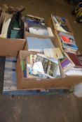 Pallet containing seven boxes of various mixed books