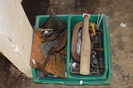 Box of various assorted tools and garage clearance items