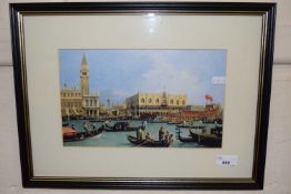 Reproduction Canaletto view of Venice, framed and glazed