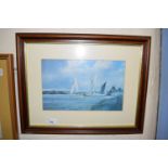 Yachts on the River, print, framed and glazed