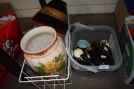 Quantity of assorted coloured and gilt glazed tea wares together with terracotta jug, vase etc