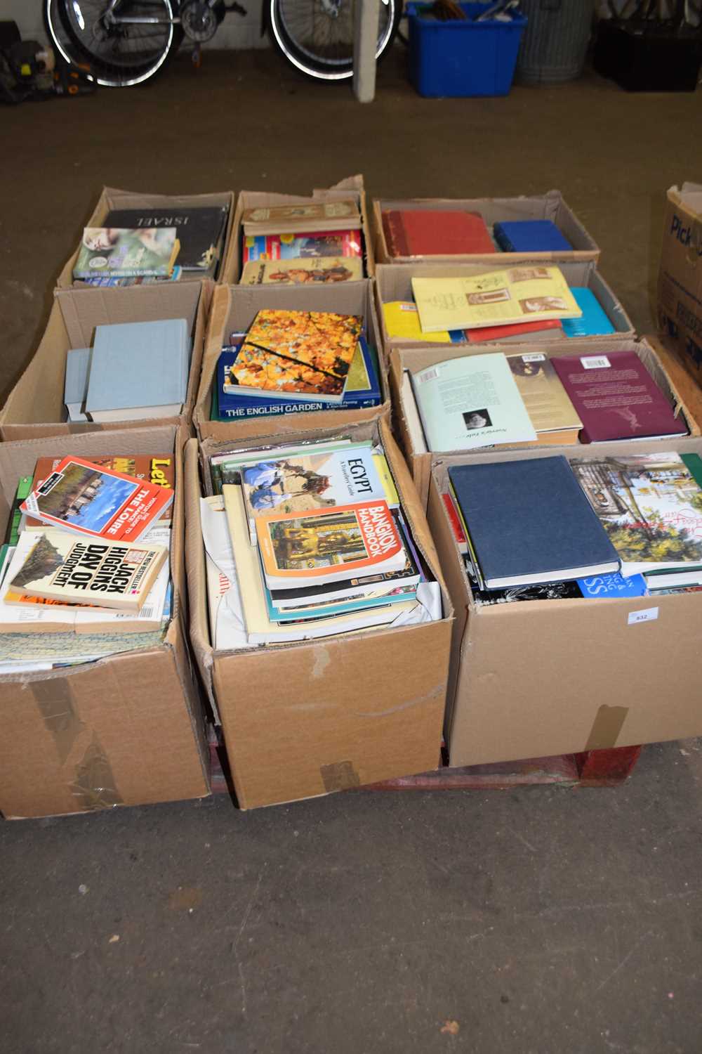 Pallet containing ten boxes of various mixed books