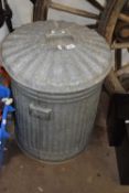 A galvanised bin