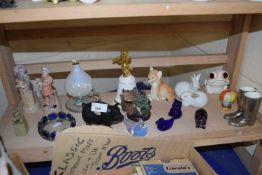 Quantity of assorted figurines, glass lamp etc