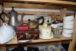 Mixed Lot: Cheese dishes, ramekins, gilt picture frame etc