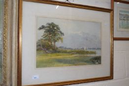 20th Century school watercolour study of river scene with Wherry, indistinctly signed, framed and