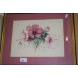 Needlework picture of lilies