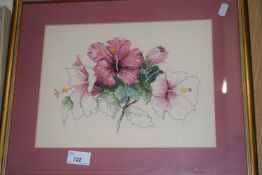 Needlework picture of lilies