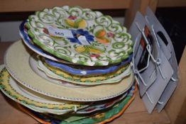 Quantity of assorted plates and wall hanging brackets